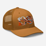 Hull 1904 Tigers Heritage embroidered football trucker cap, caramel colour, right-front view