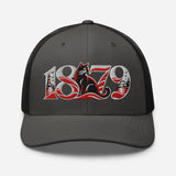 Sunderland 1879 Heritage Embroidered Football Trucker Cap – charcoal black front view