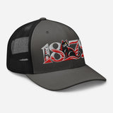 Sunderland 1879 Heritage Embroidered Football Trucker Cap – charcoal black right front view