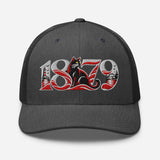 Sunderland 1879 Heritage Embroidered Football Trucker Cap – dark heather gray front view
