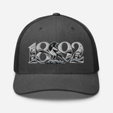 Newcastle United 1892 Heritage Embroidered Football Trucker Cap – dark heather gray front view
