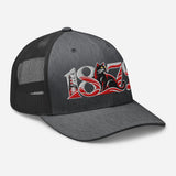 Sunderland 1879 Heritage Embroidered Football Trucker Cap – dark heather gray right front view