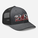 Liverpool 1892 Heritage Liver Bird Embroidered Football Trucker Cap – dark heather gray right front view