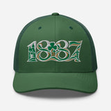 Celtic 1887 Founding Year Inspired Embroidered Football Trucker Cap – evergreen front view
