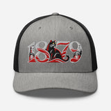 Sunderland 1879 Heritage Embroidered Football Trucker Cap – heather black front view