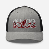 Liverpool 1892 Heritage Liver Bird Embroidered Football Trucker Cap – heather black front view