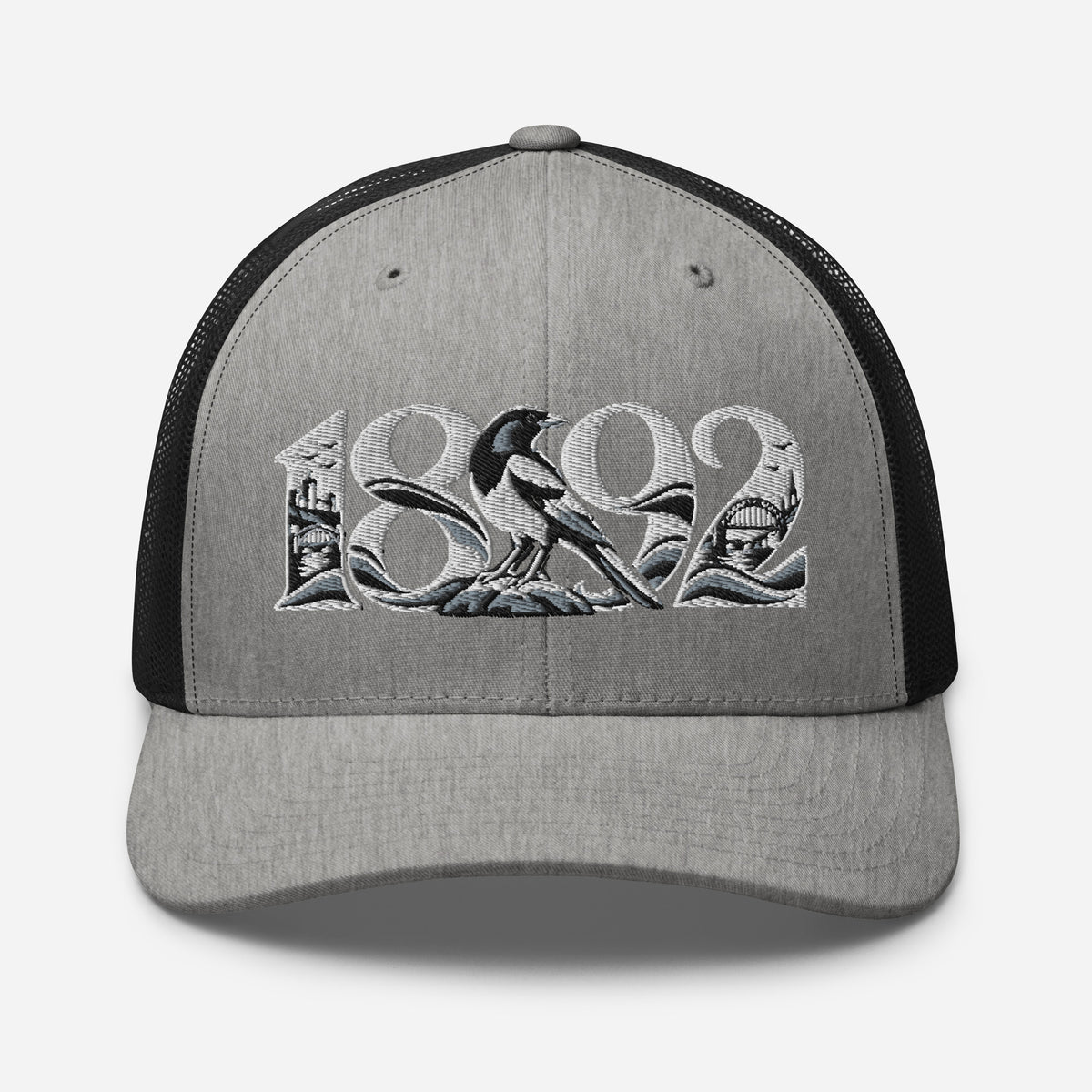 Newcastle United 1892 Heritage Embroidered Football Trucker Cap – heather black front view