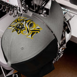 Wolves 1877 Heritage Wolf embroidered football trucker cap, heather black colour, front view