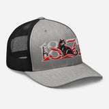 Sunderland 1879 Heritage Embroidered Football Trucker Cap – heather black right front view