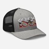 Brentford 1889 Heritage Bees embroidered football trucker cap, heather black colour, right-front view