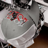 Sunderland 1879 Heritage Embroidered Football Trucker Cap – heather grey white front view
