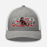 Sunderland 1879 Heritage Embroidered Football Trucker Cap – heather grey white front view