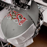 Arsenal 1886 Heritage Embroidered Football Trucker Cap – heather grey white front view