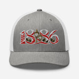 Arsenal 1886 Heritage Embroidered Football Trucker Cap – heather grey white front view