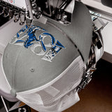 Ipswich Town 1878 Heritage Embroidered Football Trucker Cap – heather grey white front view
