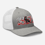 Sunderland 1879 Heritage Embroidered Football Trucker Cap – heather grey white right front view
