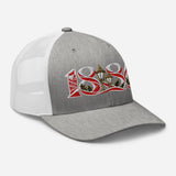 Arsenal 1886 Heritage Embroidered Football Trucker Cap – heather grey white right front view