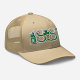 Celtic 1887 Founding Year Inspired Embroidered Football Trucker Cap – khaki right front view