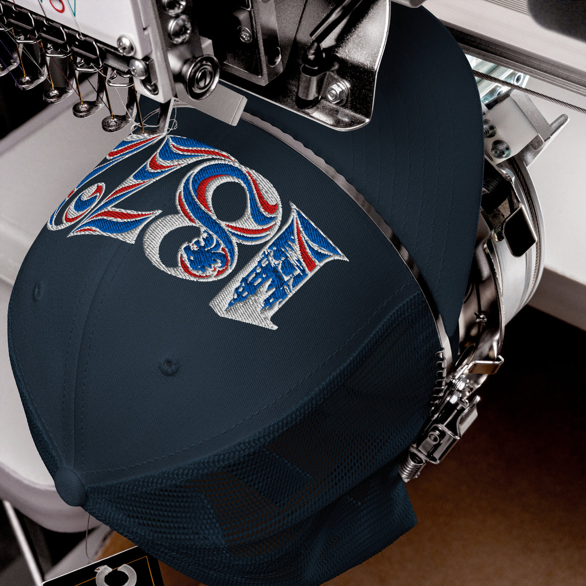 Rangers 1872 Founding Year Inspired Embroidered Football Trucker Cap – navy front view