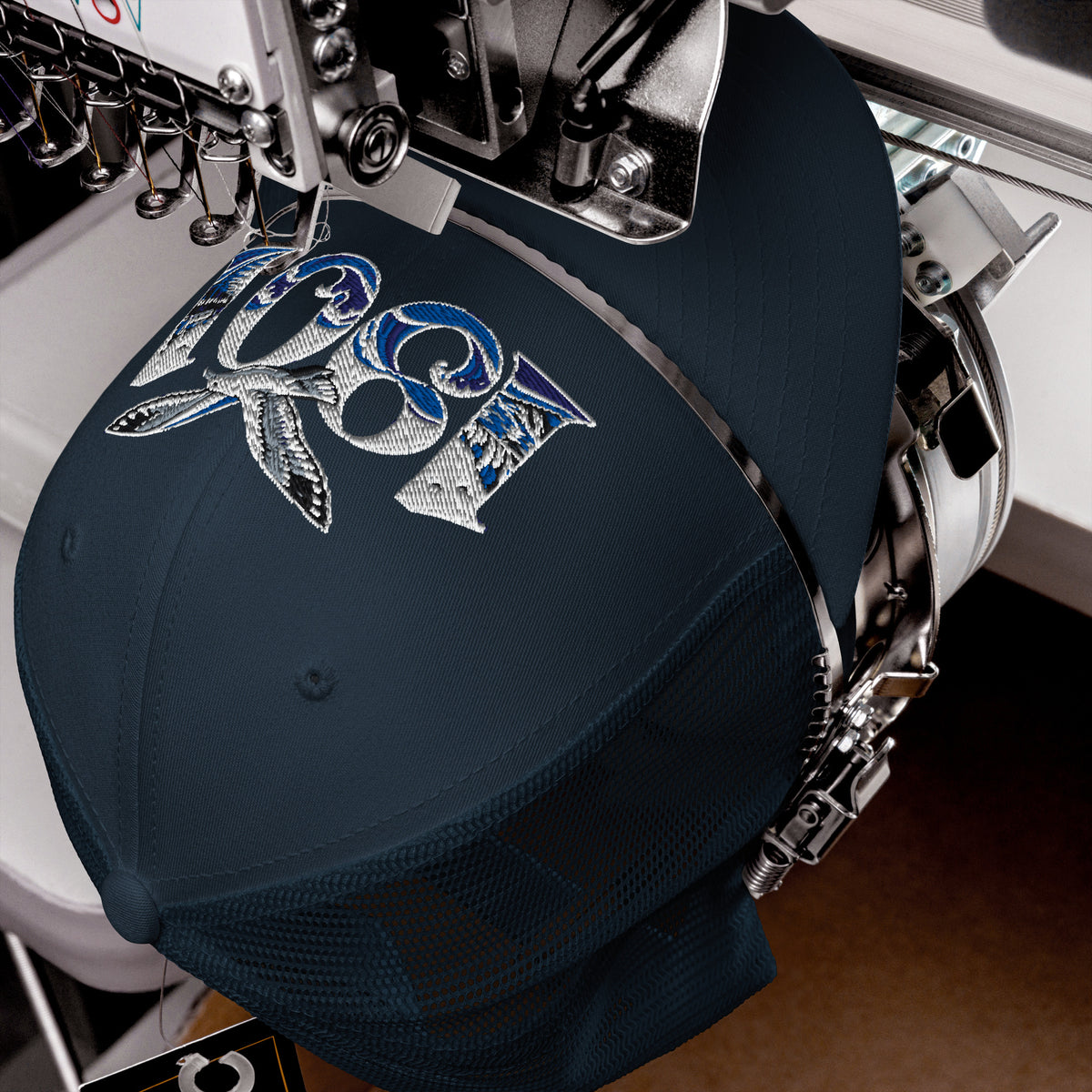 Brighton 1901 Heritage Seagulls Embroidered Football Trucker Cap – navy front view