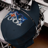 Leicester City 1884 Heritage Fox embroidered football trucker cap, navy colour, front view