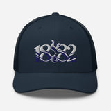 Tottenham Hotspur 1882 Heritage embroidered football trucker cap, navy colour, front view
