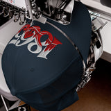 Nottingham 1865 Tree Roots Heritage embroidered football trucker cap, navy colour, front view