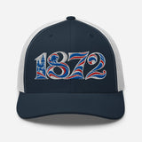Rangers 1872 Founding Year Inspired Embroidered Football Trucker Cap – navy white front view