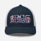 West Ham 1895 Heritage Embroidered Football Trucker Cap – navy white front view