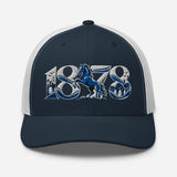 Ipswich Town 1878 Heritage Embroidered Football Trucker Cap – navy white front view