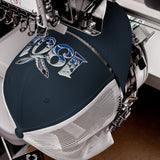 Brighton 1901 Heritage Seagulls Embroidered Football Trucker Cap – navy white front view