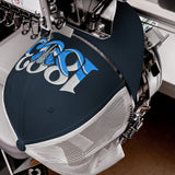 Coventry City 1883 Heritage Elephant embroidered football trucker cap, navy white colour, front view
