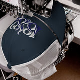 Tottenham Hotspur 1882 Heritage embroidered football trucker cap, navy white colour, front view