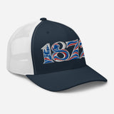 Rangers 1872 Founding Year Inspired Embroidered Football Trucker Cap – navy white right front view