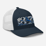 Ipswich Town 1878 Heritage Embroidered Football Trucker Cap – navy white right front view