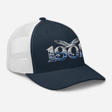 Brighton 1901 Heritage Seagulls Embroidered Football Trucker Cap – navy white right front view