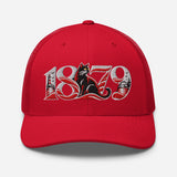 Sunderland 1879 Heritage Embroidered Football Trucker Cap – red front view