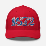 Rangers 1872 Founding Year Inspired Embroidered Football Trucker Cap – red front view