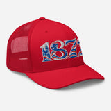 Rangers 1872 Founding Year Inspired Embroidered Football Trucker Cap – red right front view