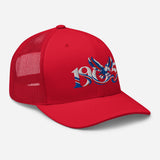 Crystal Palace 1905 Heritage Eagle embroidered football trucker cap, red colour, right-front view