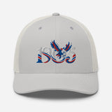 Crystal Palace 1905 Heritage Eagle embroidered football trucker cap, silver colour, front view