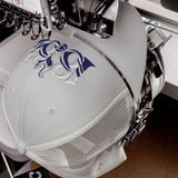 Tottenham Hotspur 1882 Heritage embroidered football trucker cap, silver colour, front view