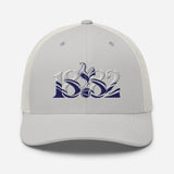 Tottenham Hotspur 1882 Heritage embroidered football trucker cap, silver colour, front view