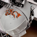 Hull 1904 Tigers Heritage embroidered football trucker cap, silver colour, front view