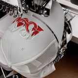 Nottingham 1865 Tree Roots Heritage embroidered football trucker cap, silver colour, front view