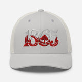 Nottingham 1865 Tree Roots Heritage embroidered football trucker cap, silver colour, front view