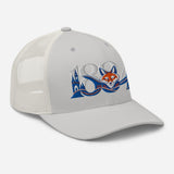 Leicester City 1884 Heritage Fox embroidered football trucker cap, silver colour, right-front view