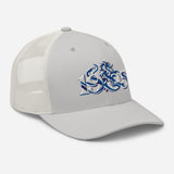 Chelsea 1905 Heritage Lion embroidered football trucker cap, silver colour, right-front view