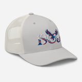 Crystal Palace 1905 Heritage Eagle embroidered football trucker cap, silver colour, right-front view