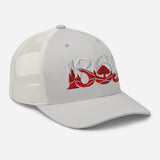 Nottingham 1865 Tree Roots Heritage embroidered football trucker cap, silver colour, right-front view